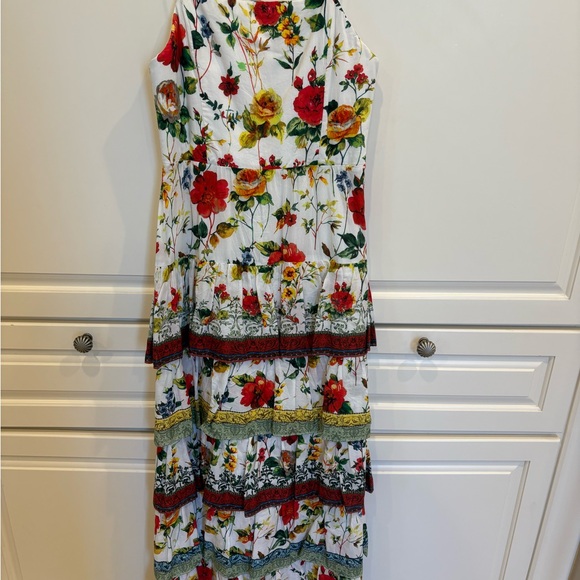 Alice + Olivia Floral Maxi Dress - Red, Yellow, Green, Black